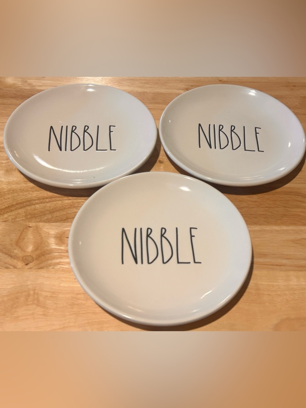 Set of 3 Rae Dunn " Nibble " Snack Plates